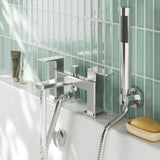 Modern Splash Chrome Deck Mounted Bath Shower Mixer With Kit