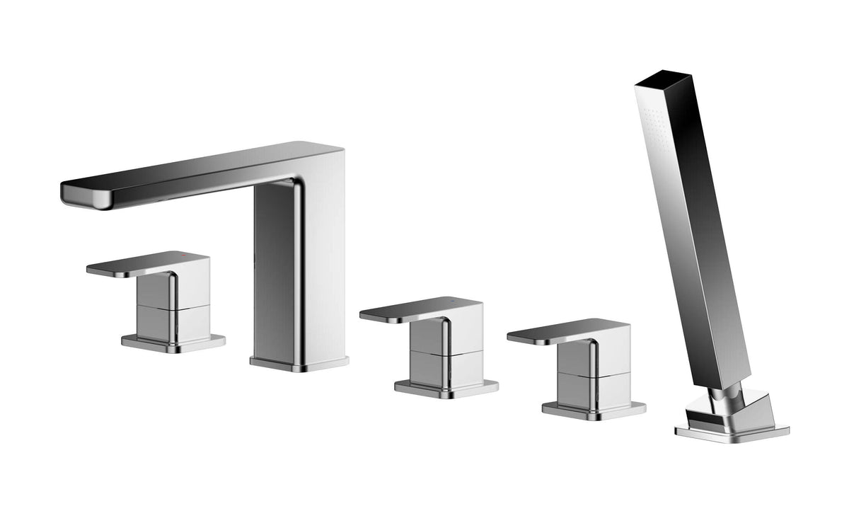 Modern Splash Chrome 5 Tap Hole Deck Mounted Bath Shower Mixer