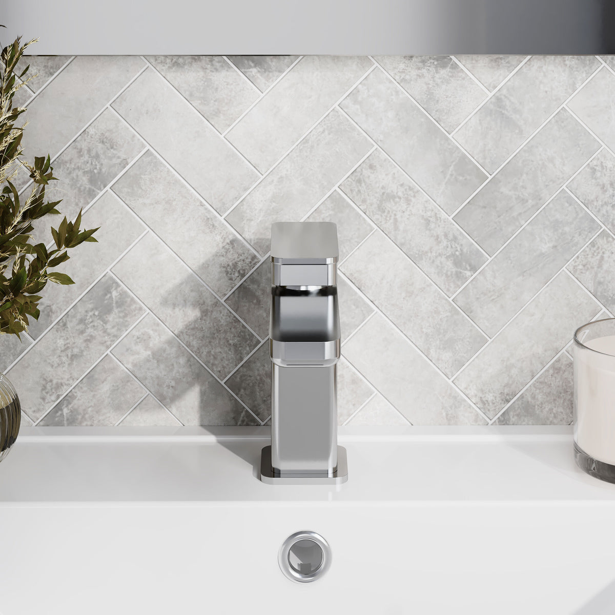 Modern Splash Chrome Mini Mono Basin Mixer With Push Button Waste