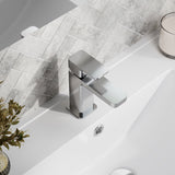 Modern Splash Chrome Mini Mono Basin Mixer With Push Button Waste