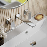 Modern Splash Chrome 3 Tap Hole Wall Mounted Basin Mixer