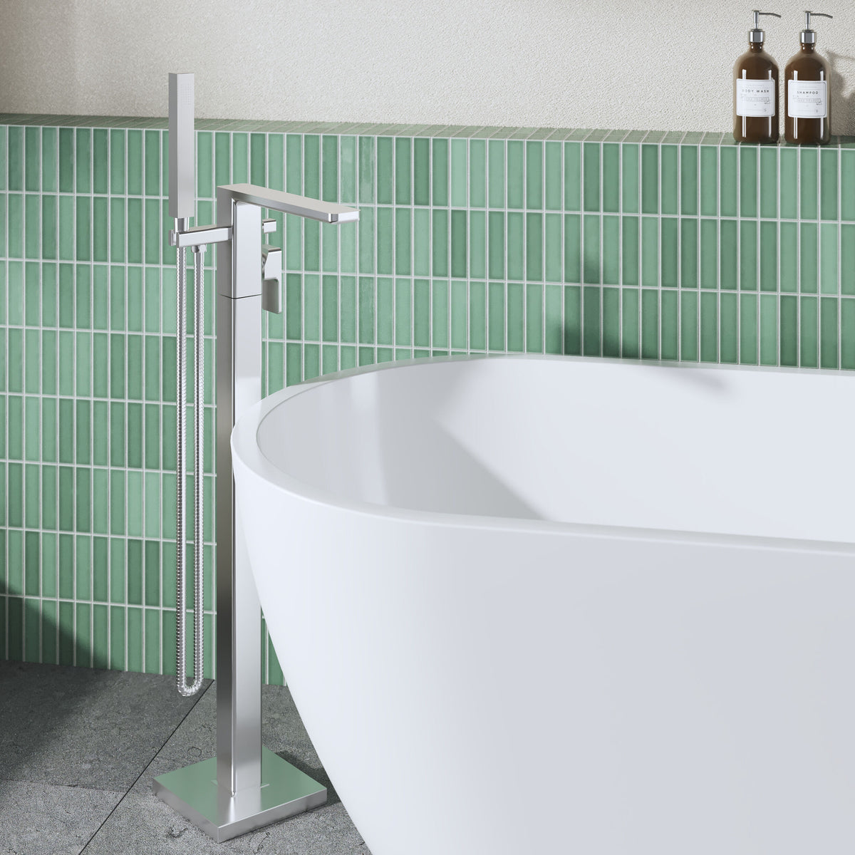 Modern Splash Chrome Free Standing Bath Shower Mixer