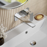 Modern Splash Chrome 2 Tap Hole Wall Mounted Basin Mixer With Plate