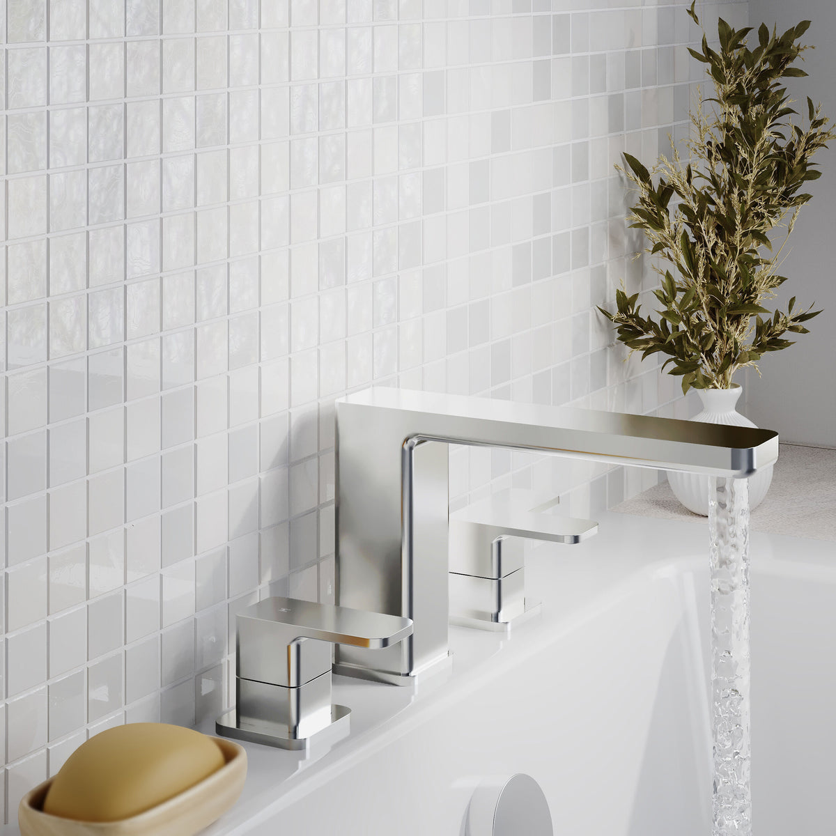 Modern Splash Chrome 3 tap Hole Deck Mounted Bath Filler