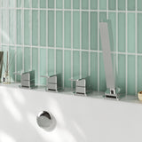 Modern Splash Chrome 4 Tap Hole Deck Mounted Bath Shower Mixer No Spout