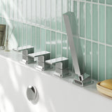 Modern Splash Chrome 4 Tap Hole Deck Mounted Bath Shower Mixer No Spout
