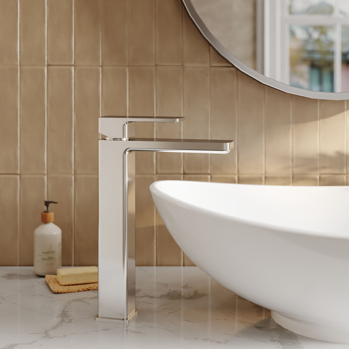 Modern Splash Chrome High Rise Mono Basin Mixer