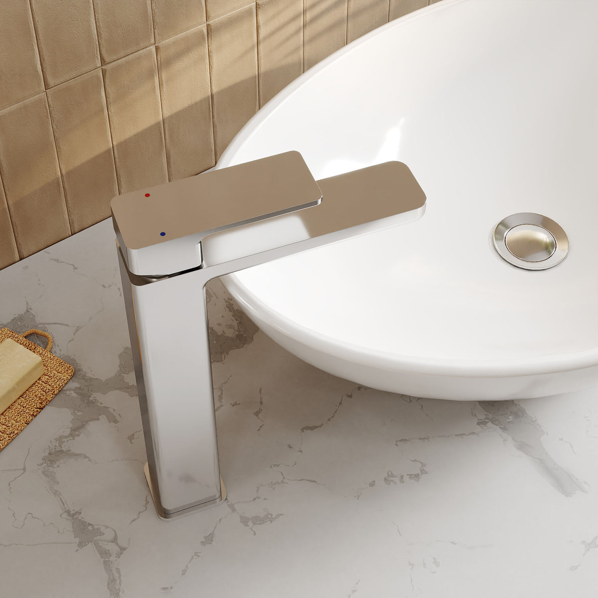 Modern Splash Chrome High Rise Mono Basin Mixer