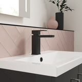 Modern Splash Matt Black Mono Basin Mixer With Push Button Waste