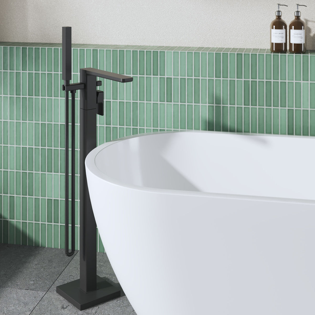 Modern Splash Matt Black Freestanding Bath Shower Mixer