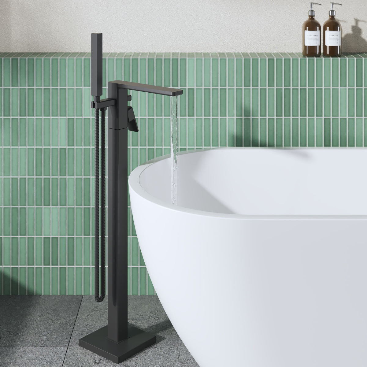 Modern Splash Matt Black Freestanding Bath Shower Mixer