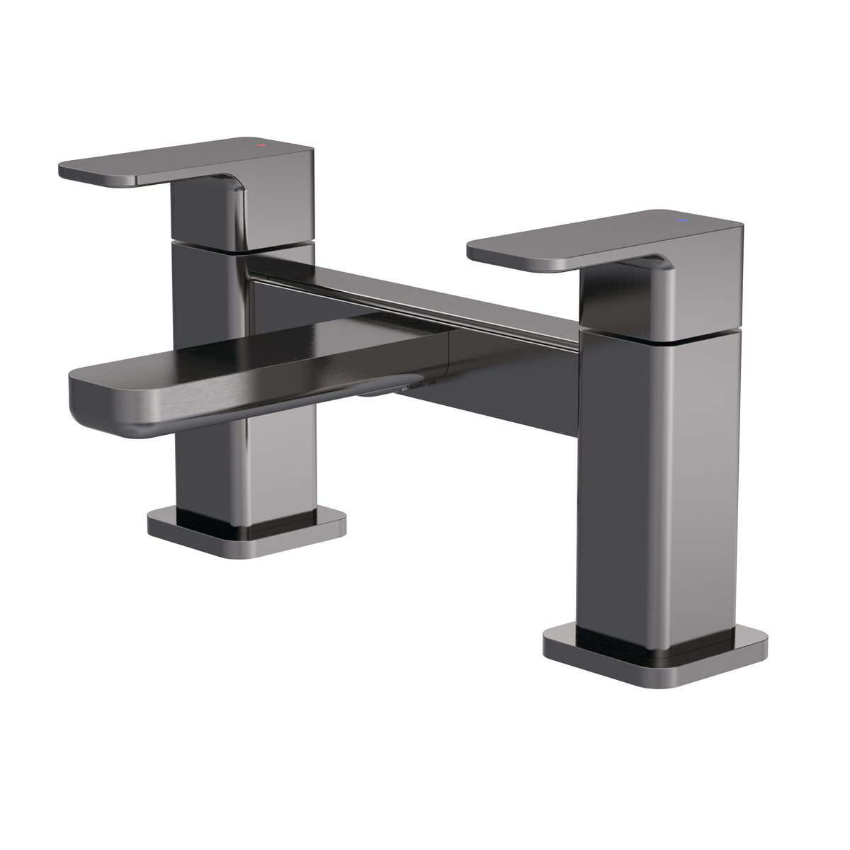 Modern Splash Brushed Pewter Deck Mounted Bath Filler