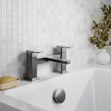 Modern Splash Brushed Pewter Deck Mounted Bath Filler