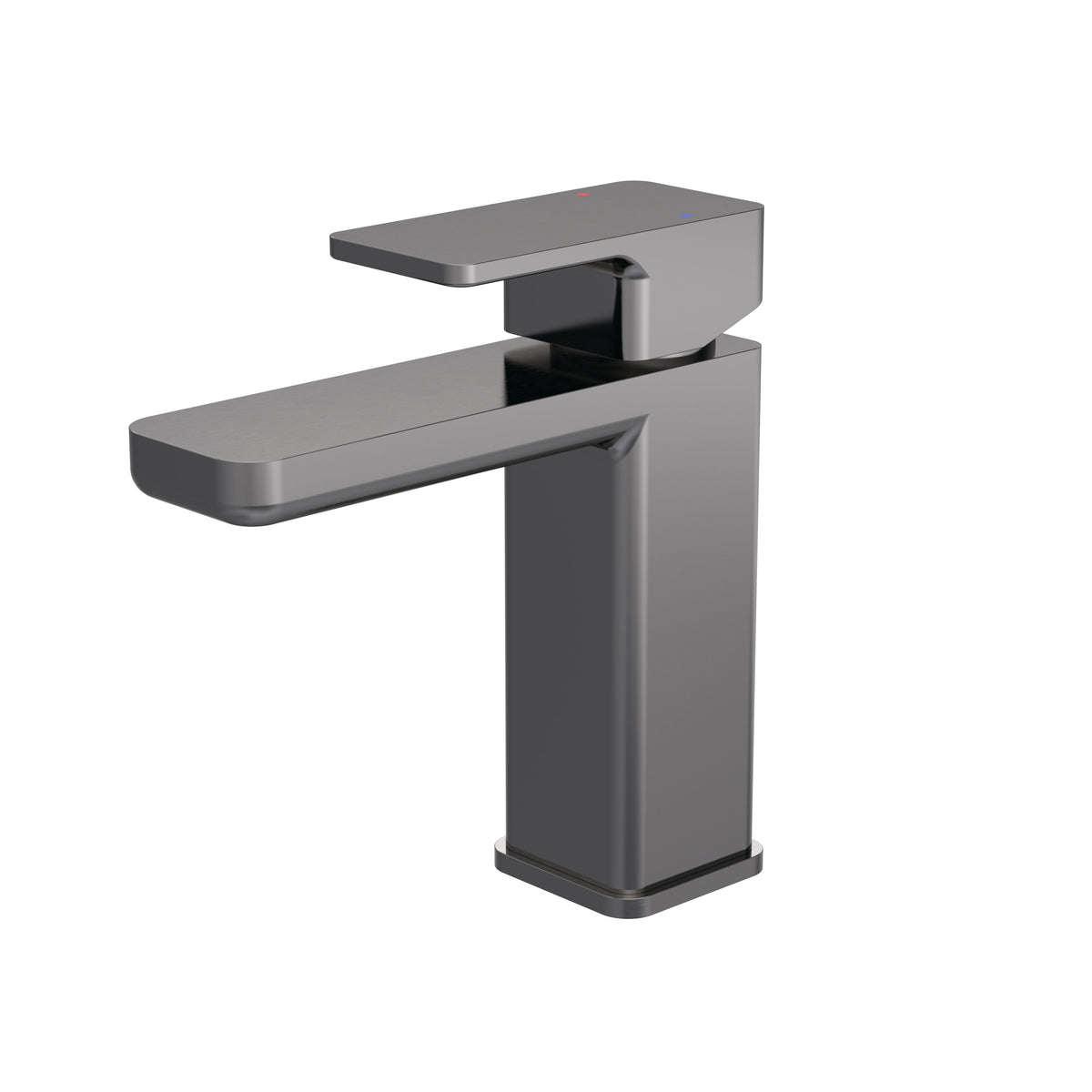 Modern Splash Brushed Pewter Mono Basin Mixer With Push Button Waste