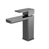 Modern Splash Brushed Pewter Mono Basin Mixer With Push Button Waste