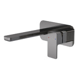 Modern Splash Brushed Pewter 2 Tap Hole Wall Mounted Basin Mixer