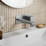 Modern Splash Brushed Pewter 2 Tap Hole Wall Mounted Basin Mixer
