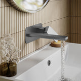 Modern Splash Brushed Pewter 2 Tap Hole Wall Mounted Basin Mixer