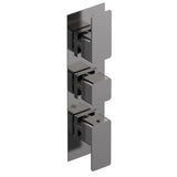 Modern Splash Brushed Pewter Triple Thermostatic Shower Valve With Diverter