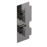 Modern Splash Brushed Pewter Twin Thermostatic Shower Valve