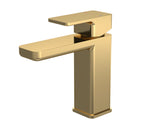 Modern Splash Brushed Brass Mono Basin Mixer With Push Button Waste