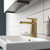 Modern Splash Brushed Brass Mono Basin Mixer With Push Button Waste