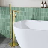 Modern Splash Brushed Brass Freestanding Bath Shower Mixer