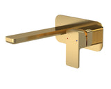 Modern Splash Brushed Brass 2 Tap Hole Wall Mounted Basin Mixer