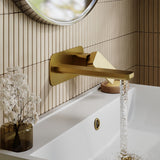 Modern Splash Brushed Brass 2 Tap Hole Wall Mounted Basin Mixer