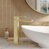 Modern Splash Brushed Brass High Rise Mono Basin Mixer
