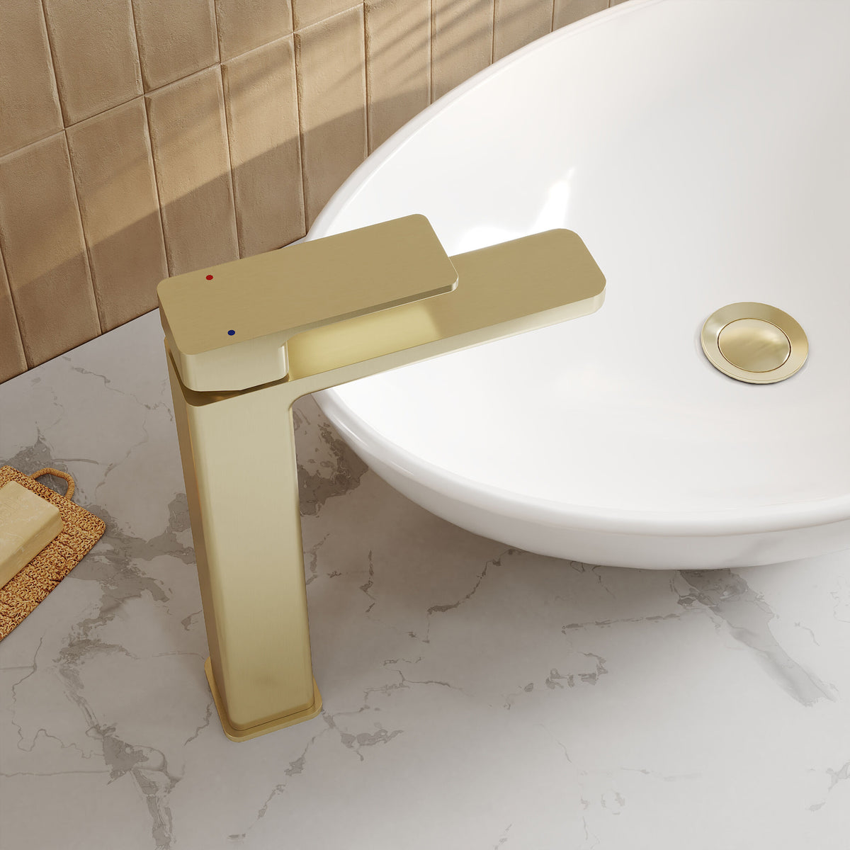Modern Splash Brushed Brass High Rise Mono Basin Mixer