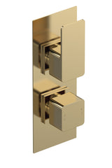 Modern Splash Brushed Brass Twin Thermostatic Shower Valve