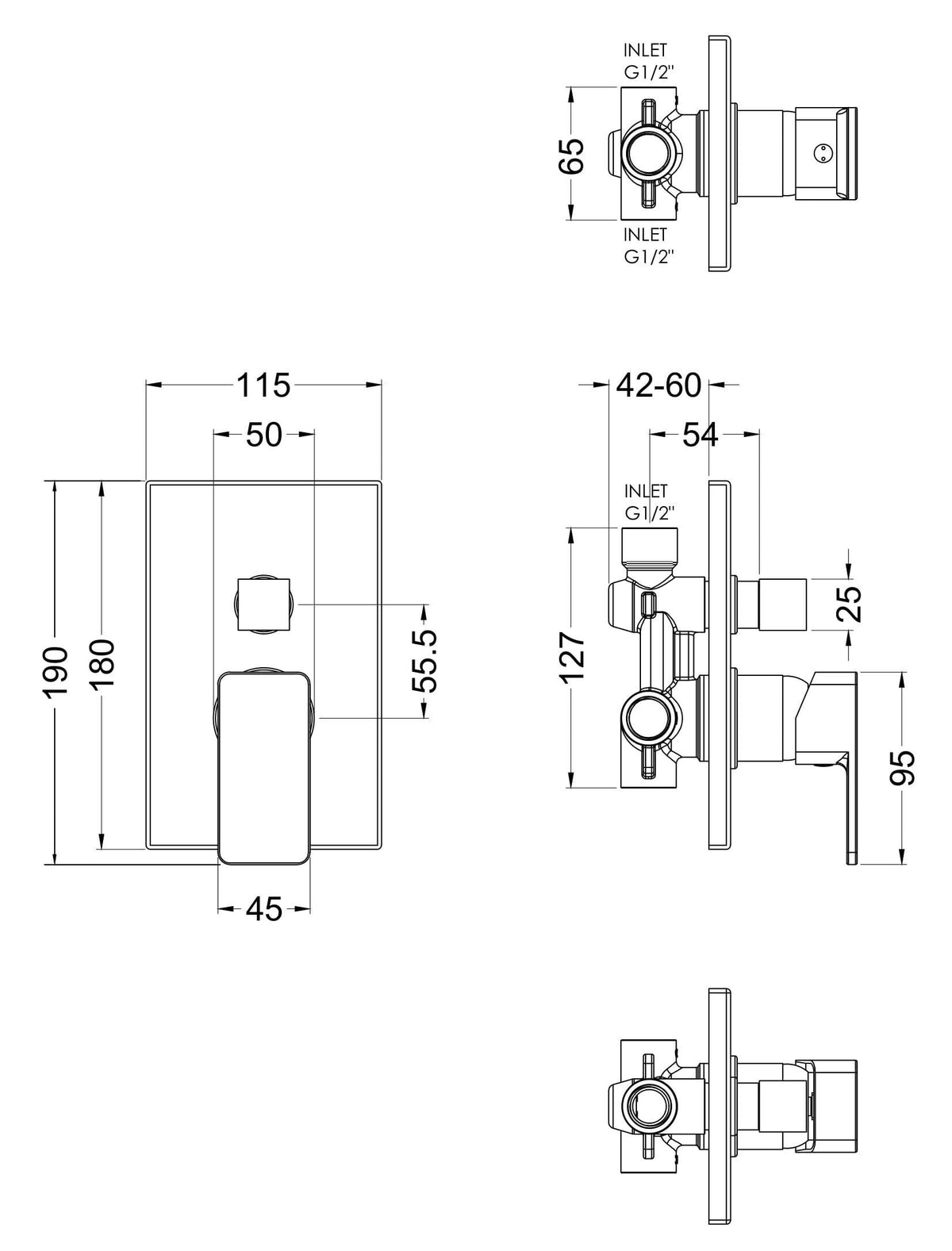 Modern Splash Chrome Manual Twin Shower Valve With Diverter