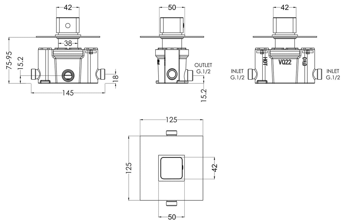 Modern Splash Chrome Thermostatic Temperature Control Shower Valve
