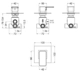Modern Splash Chrome Concealed Triple Shower Valve With Diverter
