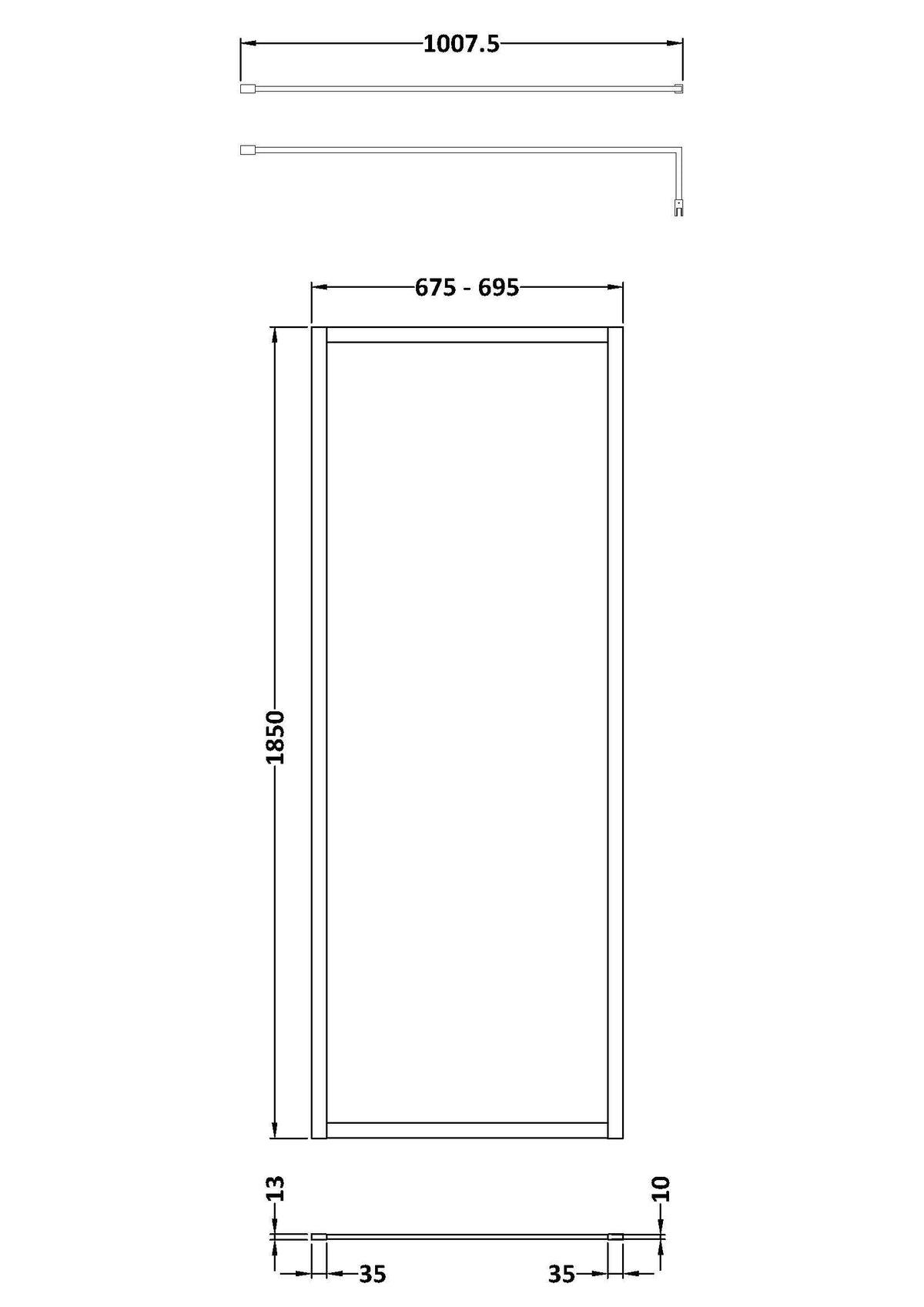 Modern Splash 700mm Brushed Brass Outer Frame  Wetroom Screen