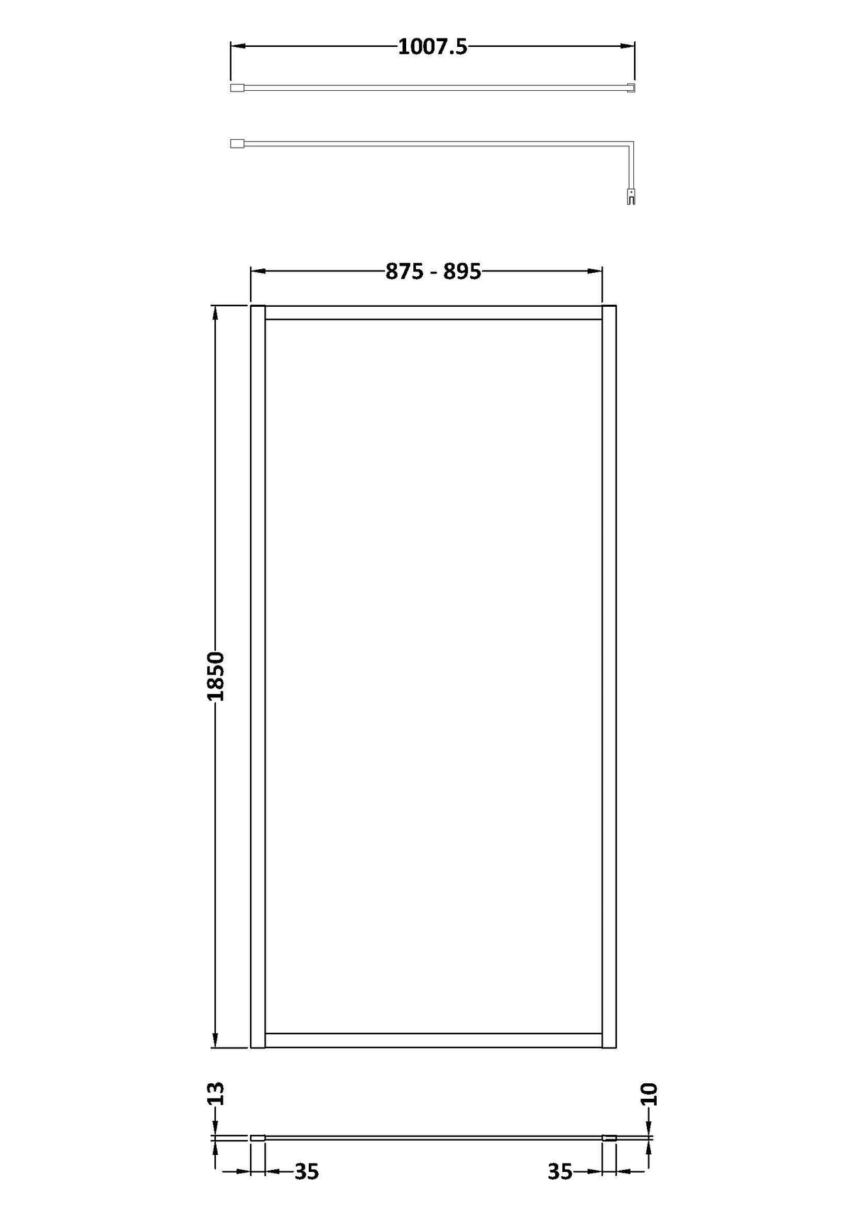 Modern Splash 900mm Brushed Brass Outer Frame  Wetroom Screen
