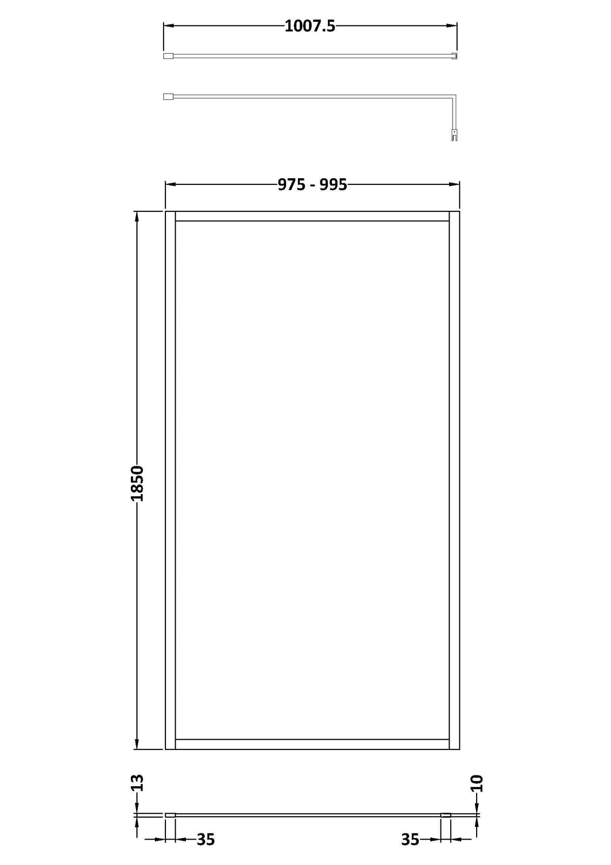 Modern Splash 1000mm Matt Black Outer Frame Wetroom Screen