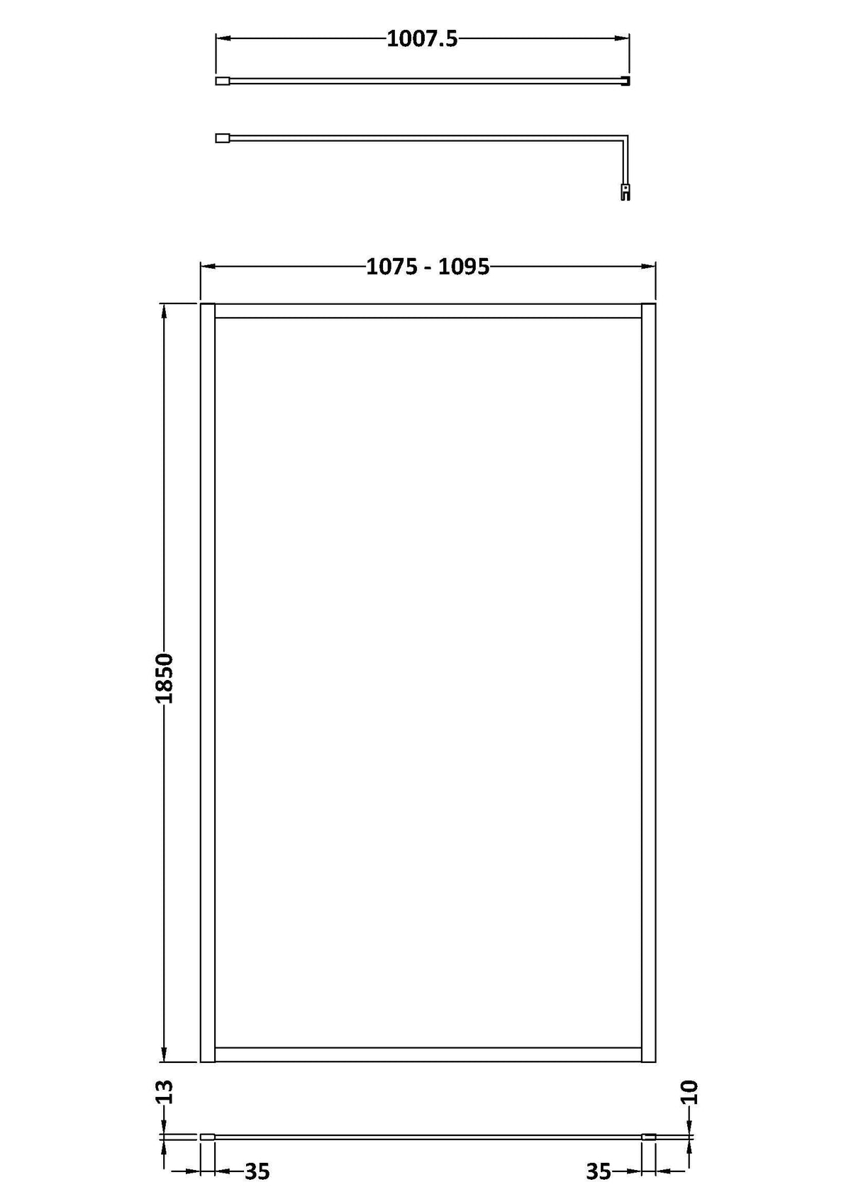 Modern Splash 1100mm Matt Black Outer Frame Wetroom Screen