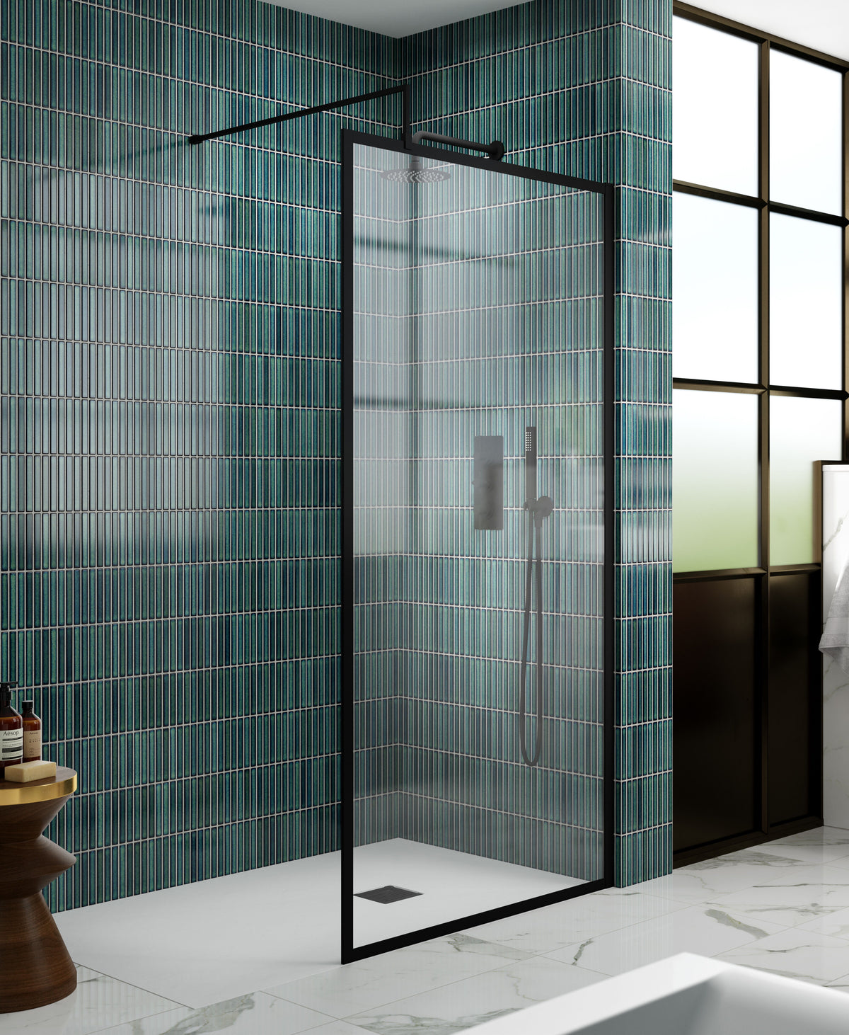 Modern Splash 1200mm Matt Black Outer Frame Wetroom Screen