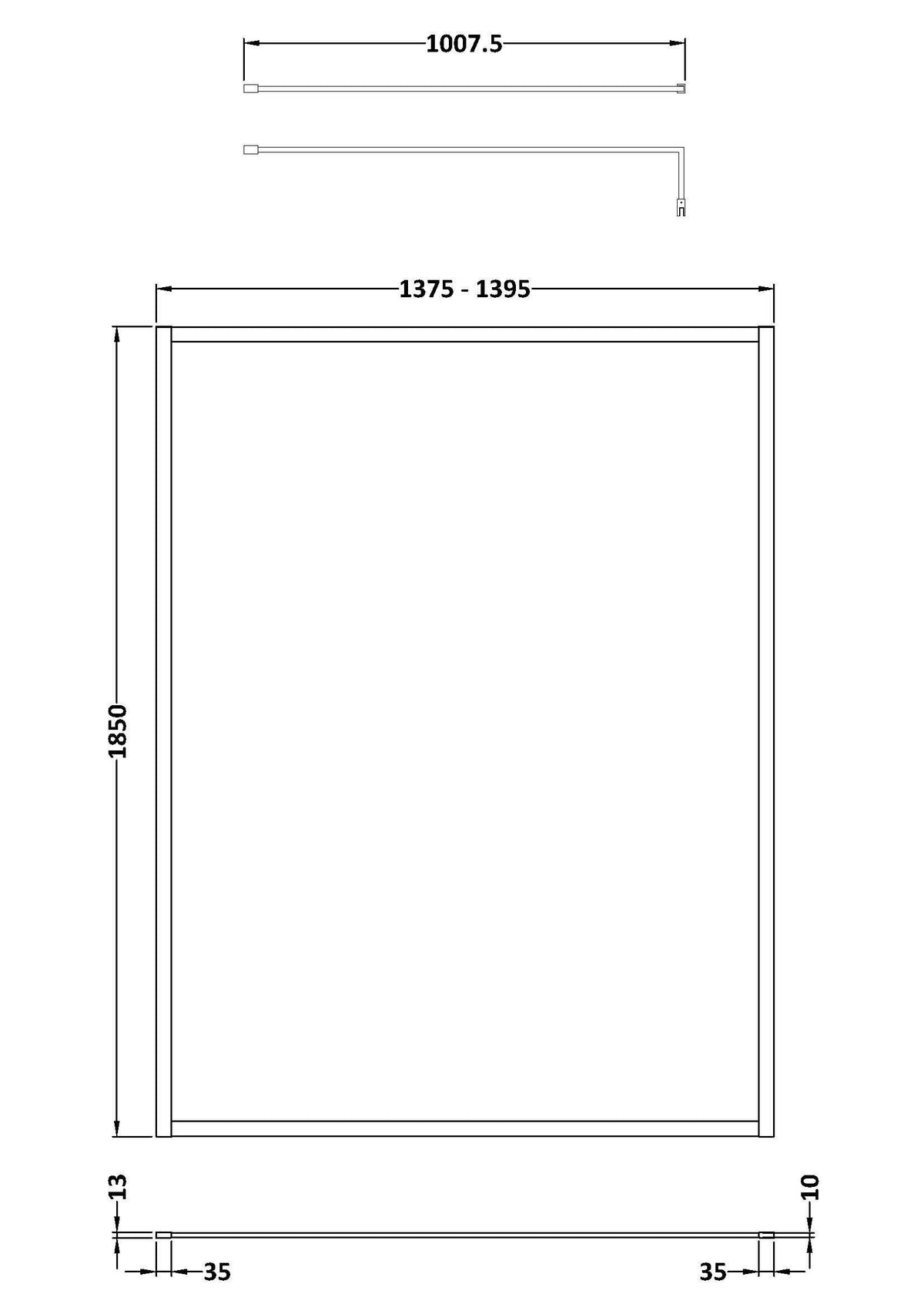 Modern Splash 1400mm Matt Black Outer Frame Wetroom Screen