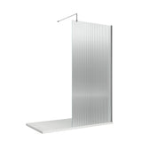 Modern Splash 1000mm Chrome Fluted Wetroom Screen With Support Bar