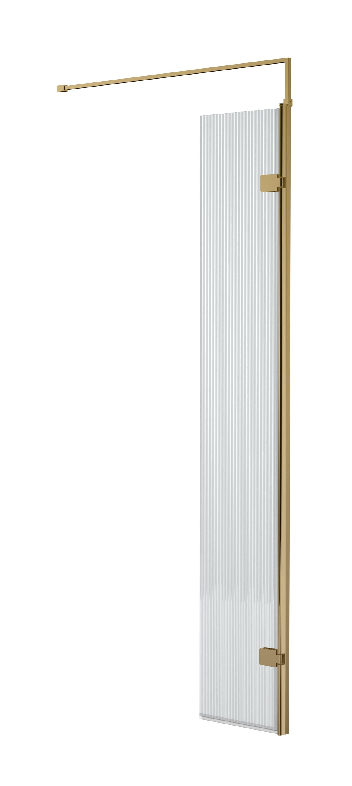 Modern Splash 300mm Brushed Brass Fluted Hinged Wetroom Screen With Support Bar