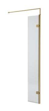 Modern Splash 300mm Brushed Brass Fluted Hinged Wetroom Screen With Support Bar