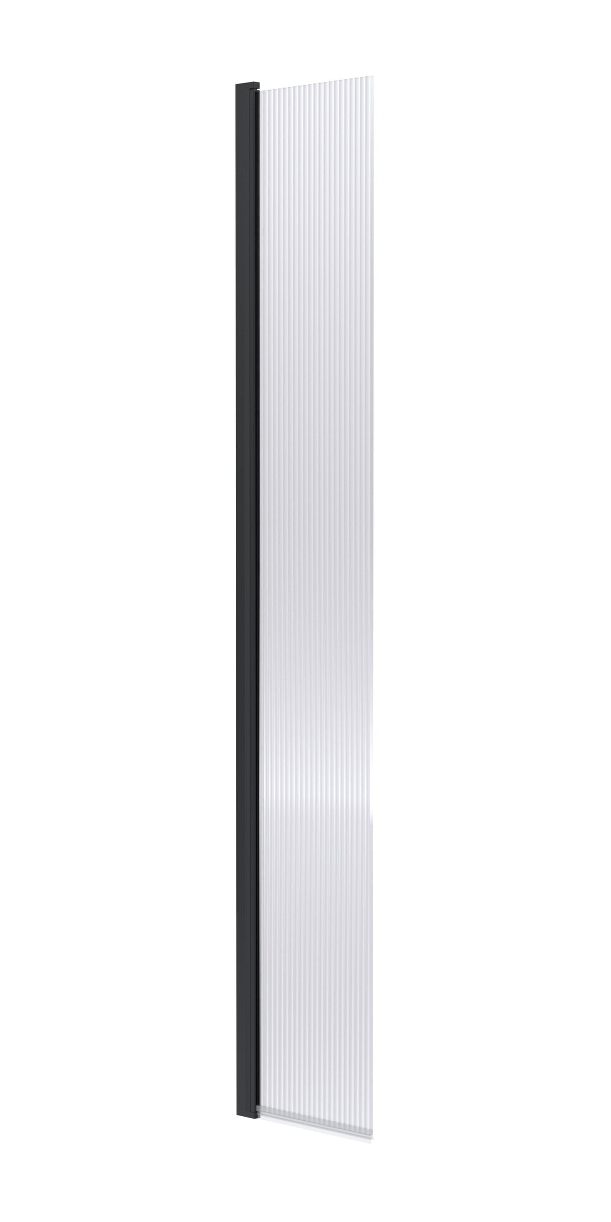 Modern Splash 300mm Matt Black Fluted Hinged Wetroom Screen