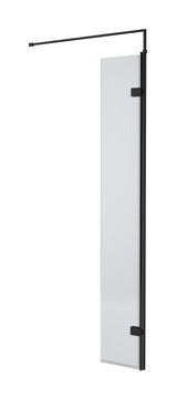 Modern Splash 300mm Matt Black Fluted Hinged Wetroom Screen With Support Bar