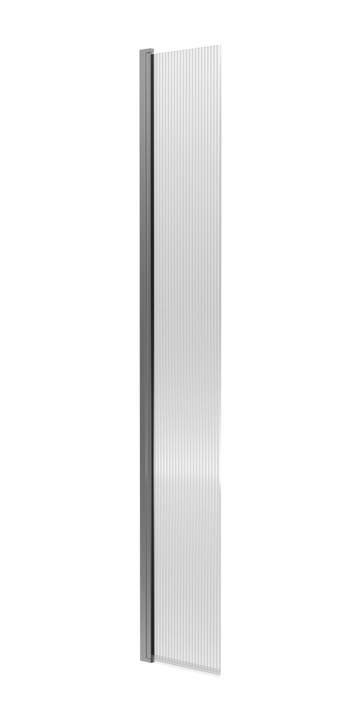 Modern Splash 300mm Brushed Pewter Fluted Hinged Shower Door With Support Bar