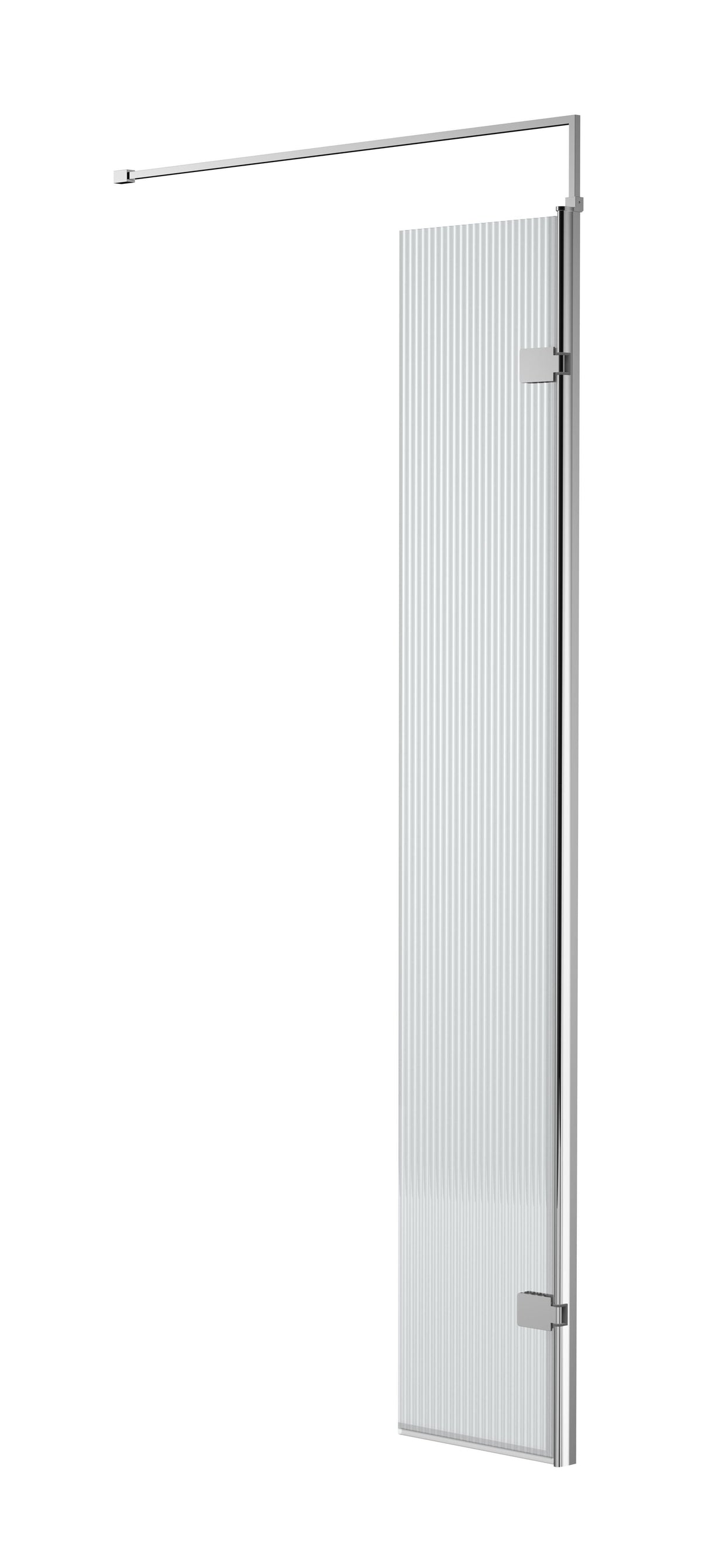 Modern Splash 300mm Chrome Fluted Hinged Wetroom Screen With Support Bar