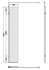 Modern Splash 300mm Chrome Fluted Hinged Wetroom Screen With Support Bar