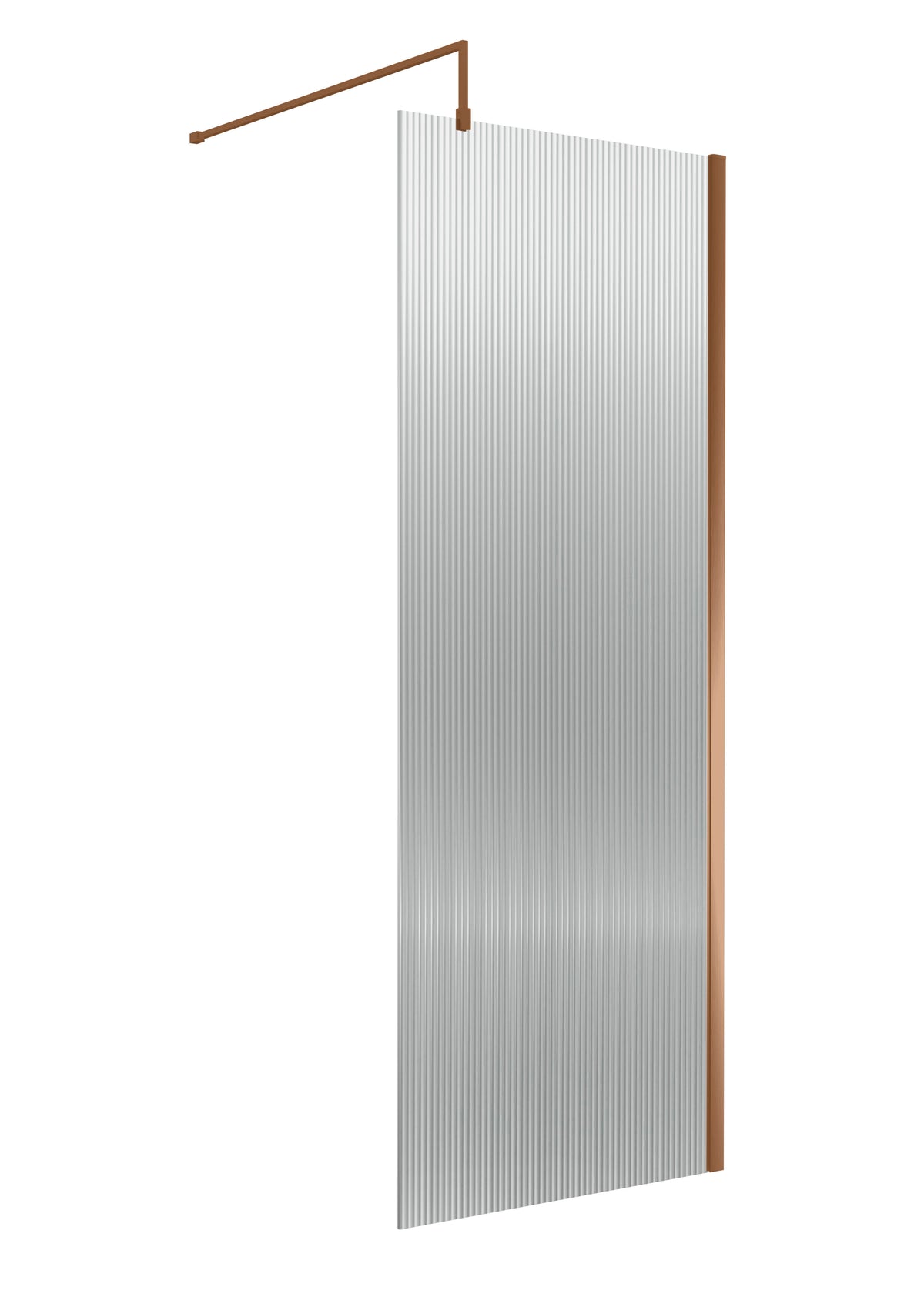 Modern Splash 800mm Brushed Bronze Fluted Wetroom Screen With Support Bar